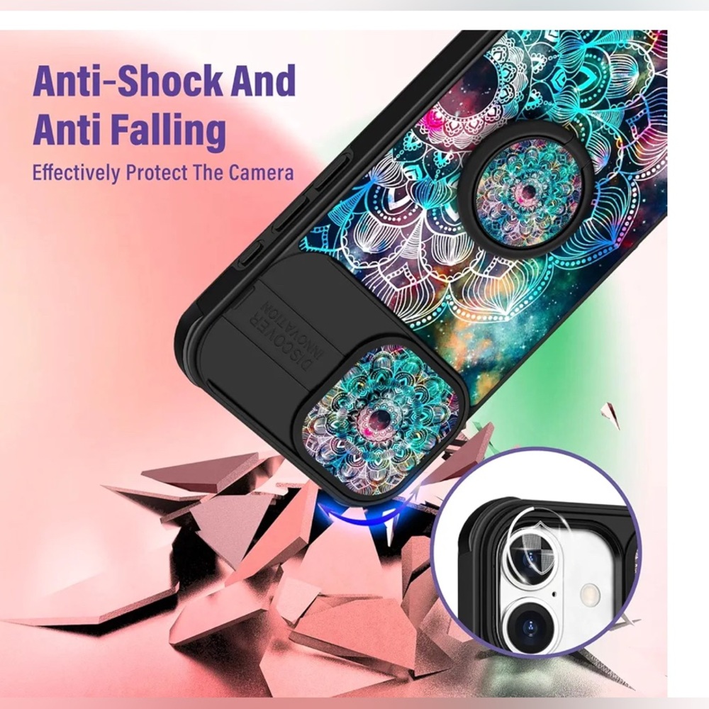 Anti-Shock Mandala Phone Case - Black and Multicolor